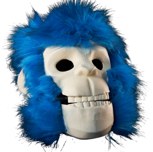 Monkey mask with fur imitation and moving mouth