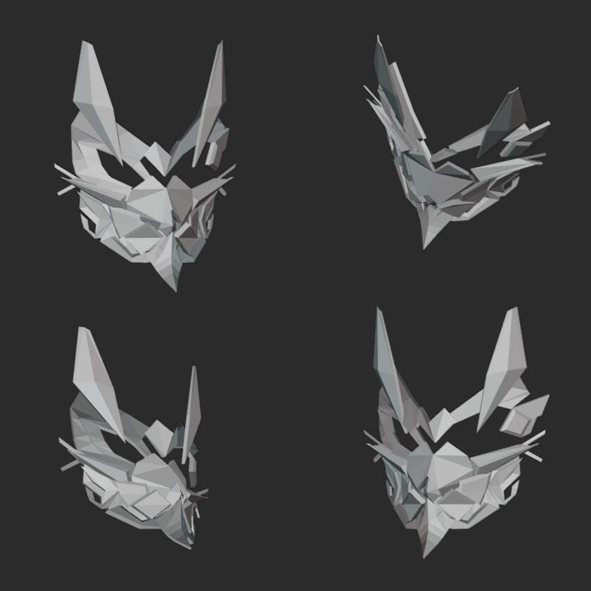 Low Poly Cat Stl File | Low Poly Cat Mask Digital File