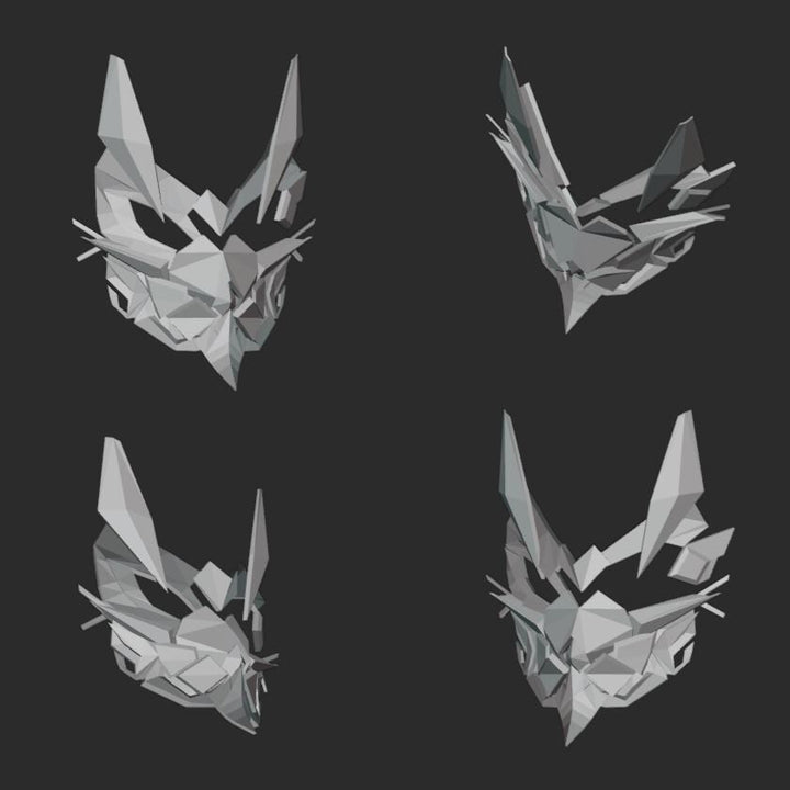 Low Poly Cat Stl File | Low Poly Cat Mask Digital File
