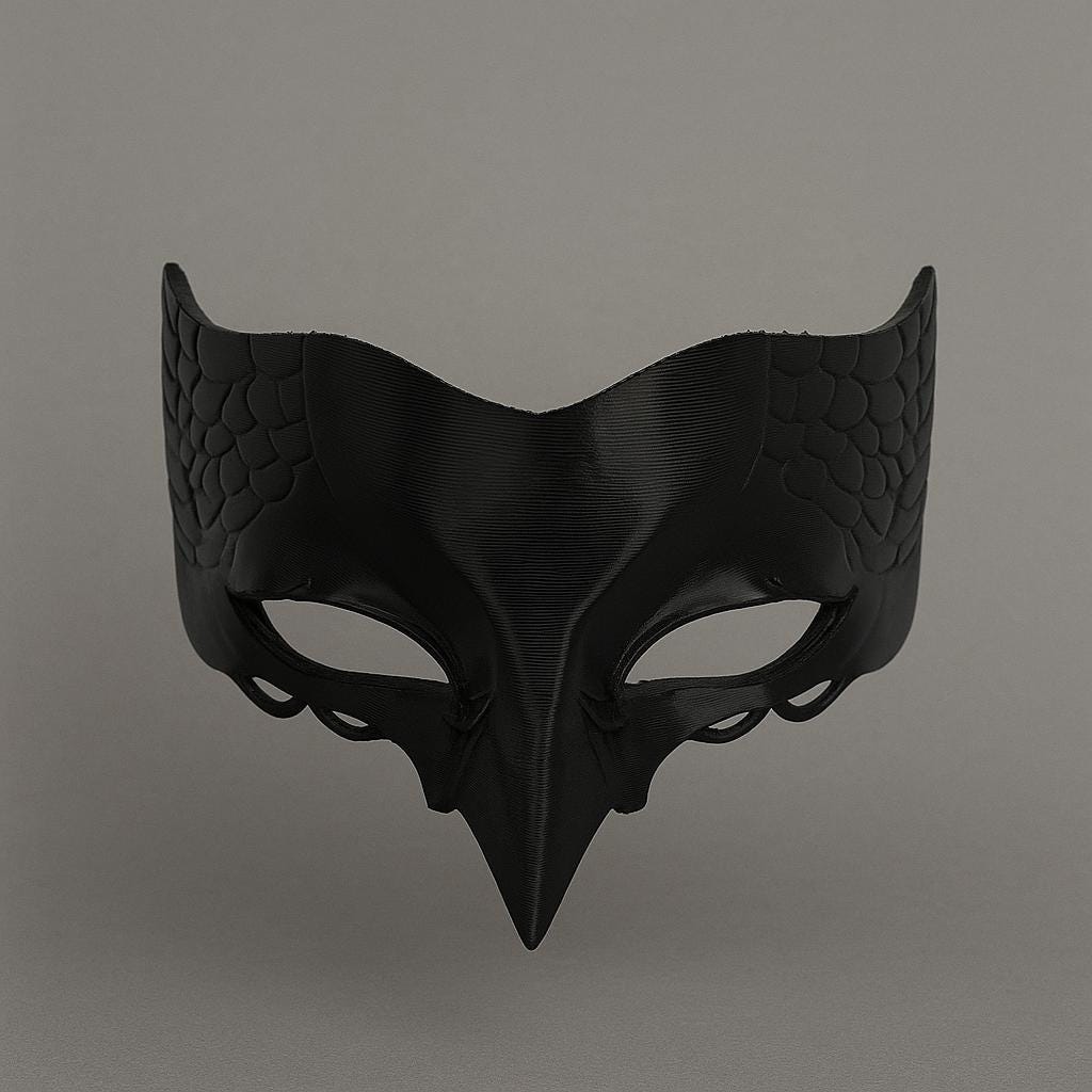 DIY Crow front Mask/Cosplay | Pick Any Color | Halloween Mask with Velcro Strap Included