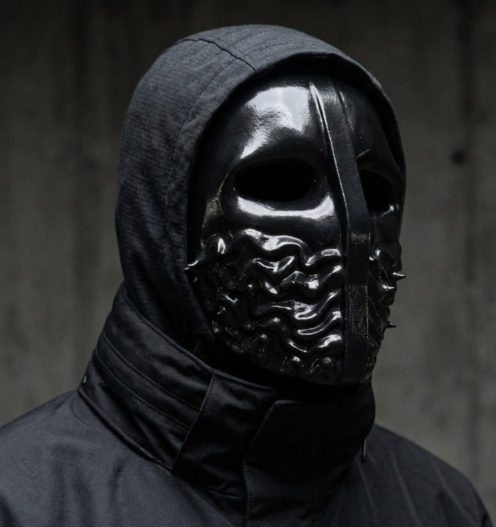 Futuristic Void Mask - Melting Data Texture Mask - Sci-Fi Helmet - Rave &amp; Festival Gear