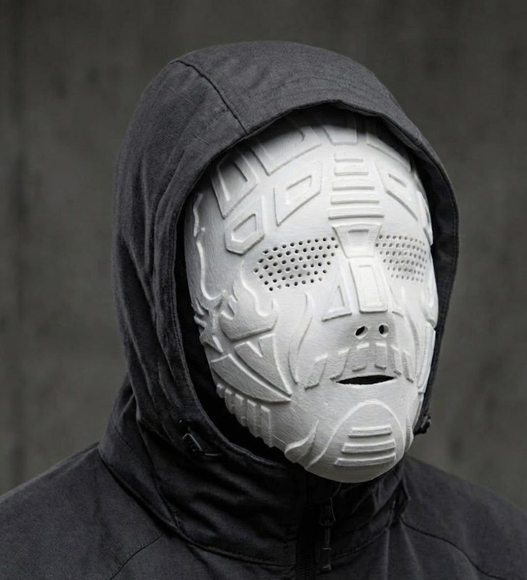 Cyberpunk Inspired Front Mask - Raw DIY Cosplay Prop - Sci-Fi Android Faceplate - Unpainted White PETG
