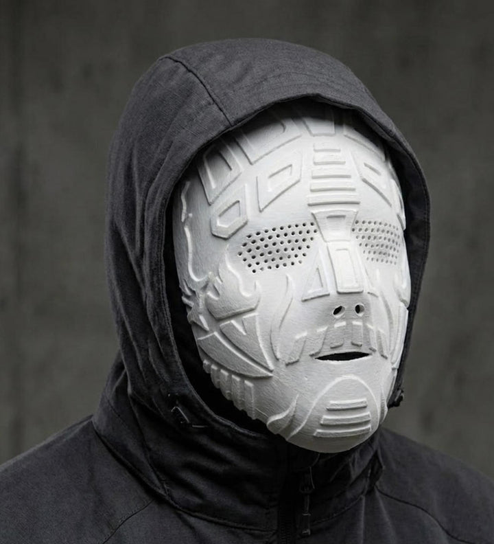 Cyberpunk Inspired Front Mask - Raw DIY Cosplay Prop - Sci-Fi Android Faceplate - Unpainted White PETG