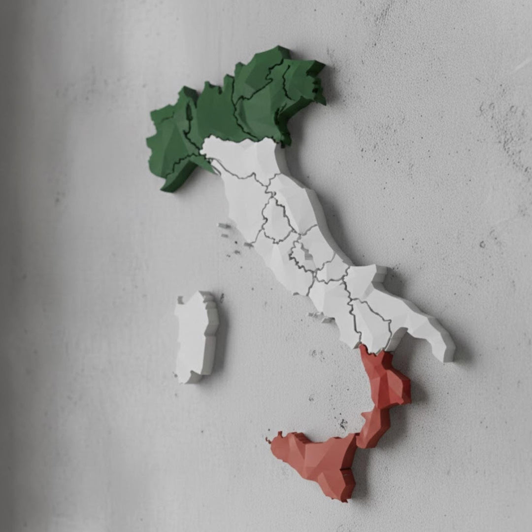 3D Italy Map Wall Art  Geometric Italian Flag Decor  Modern Map of Italy  Minimalist Italy Travel Gift  Large Italy Wall Hanging
