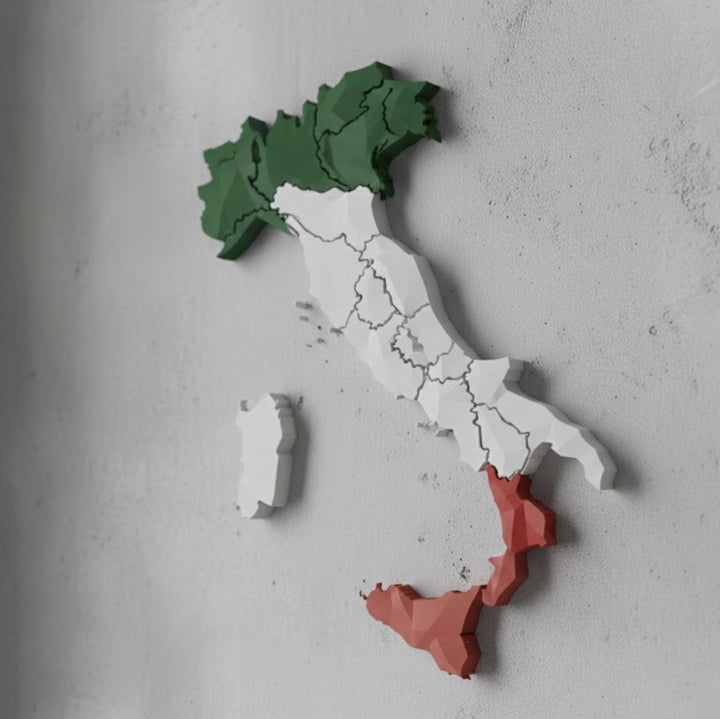 3D Italy Map Wall Art  Geometric Italian Flag Decor  Modern Map of Italy  Minimalist Italy Travel Gift  Large Italy Wall Hanging