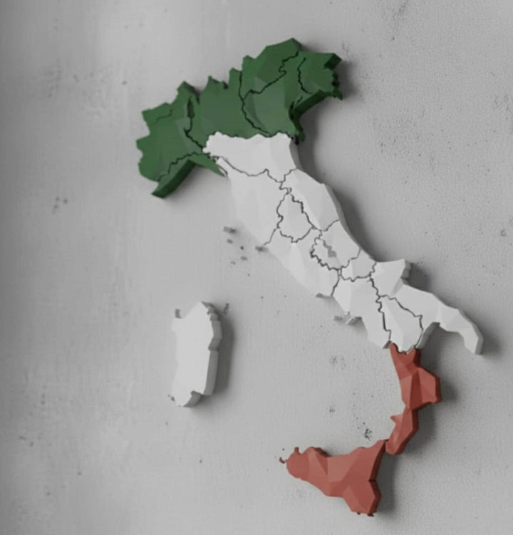 3D Italy Map Wall Art  Geometric Italian Flag Decor  Modern Map of Italy  Minimalist Italy Travel Gift  Large Italy Wall Hanging
