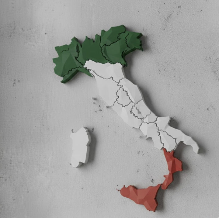 3D Italy Map Wall Art  Geometric Italian Flag Decor  Modern Map of Italy  Minimalist Italy Travel Gift  Large Italy Wall Hanging