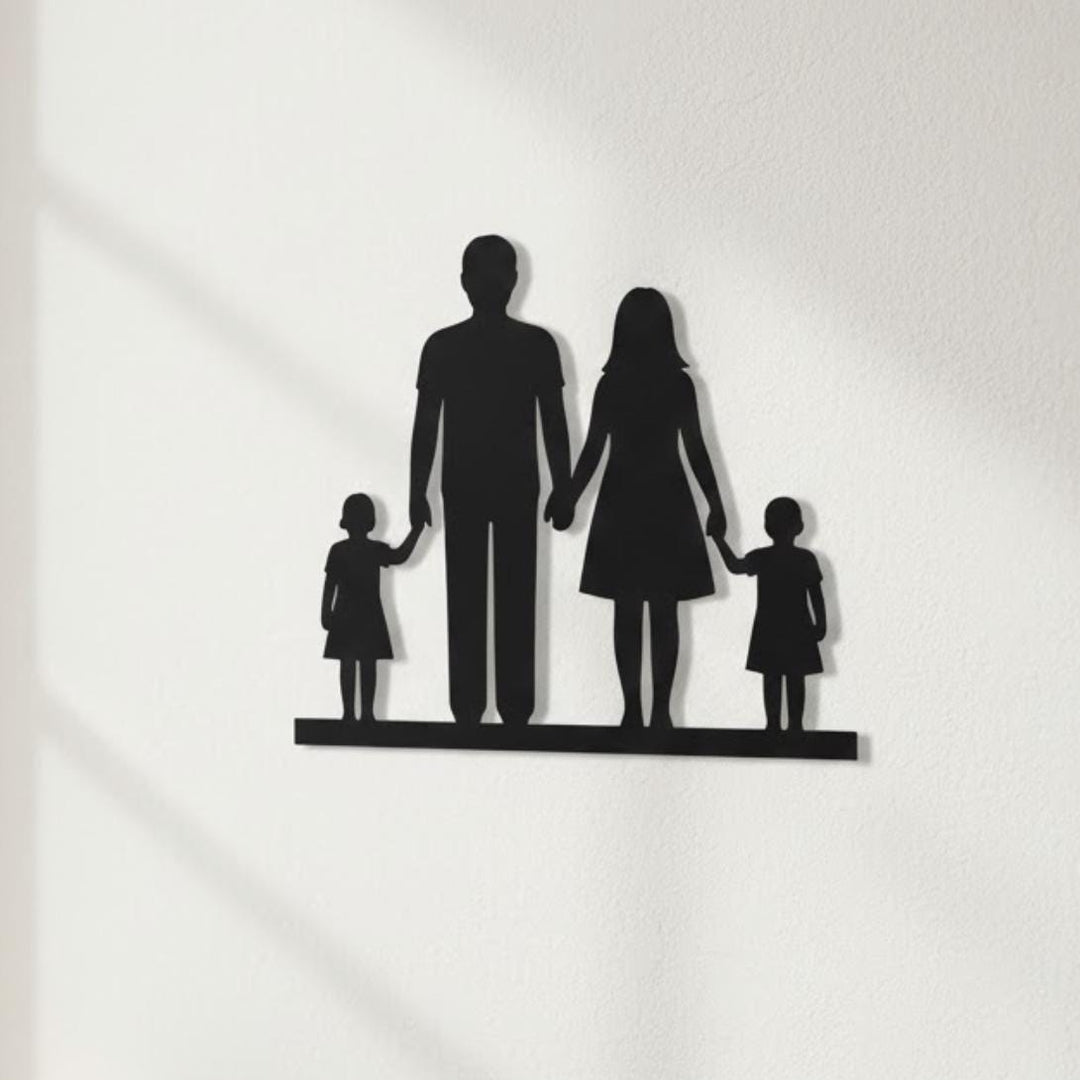 Family Shape Wall Art - Modern Family Silhouette - Minimalist New Home Gift - Large Family Wall Hanging
