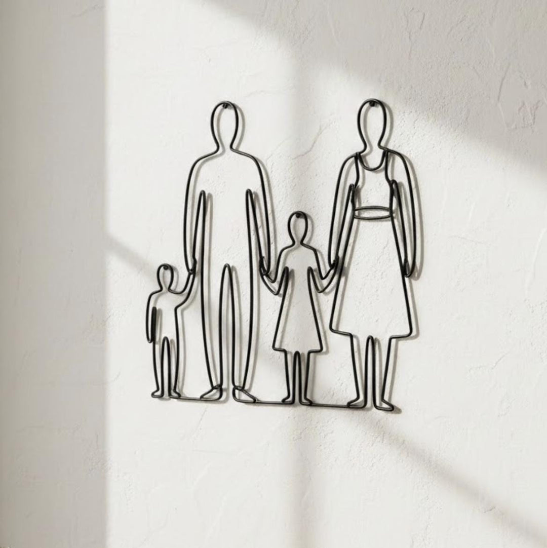 Family Shape Wall Art - Modern Family Silhouette - Minimalist New Home Gift - Large Family Wall Hanging