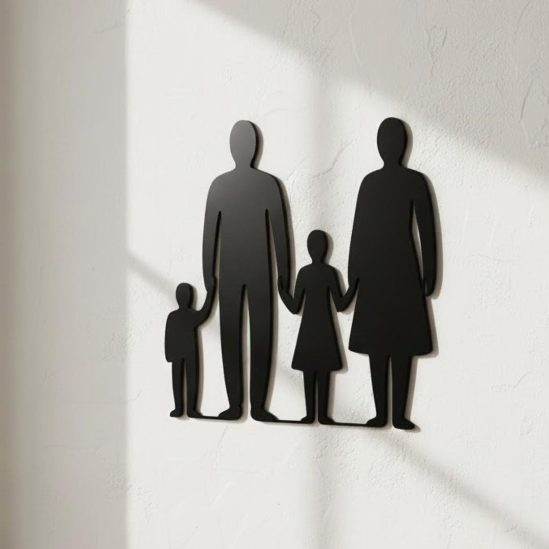 Family Shape Wall Art - Modern Family Silhouette - Minimalist New Home Gift - Large Family Wall Hanging