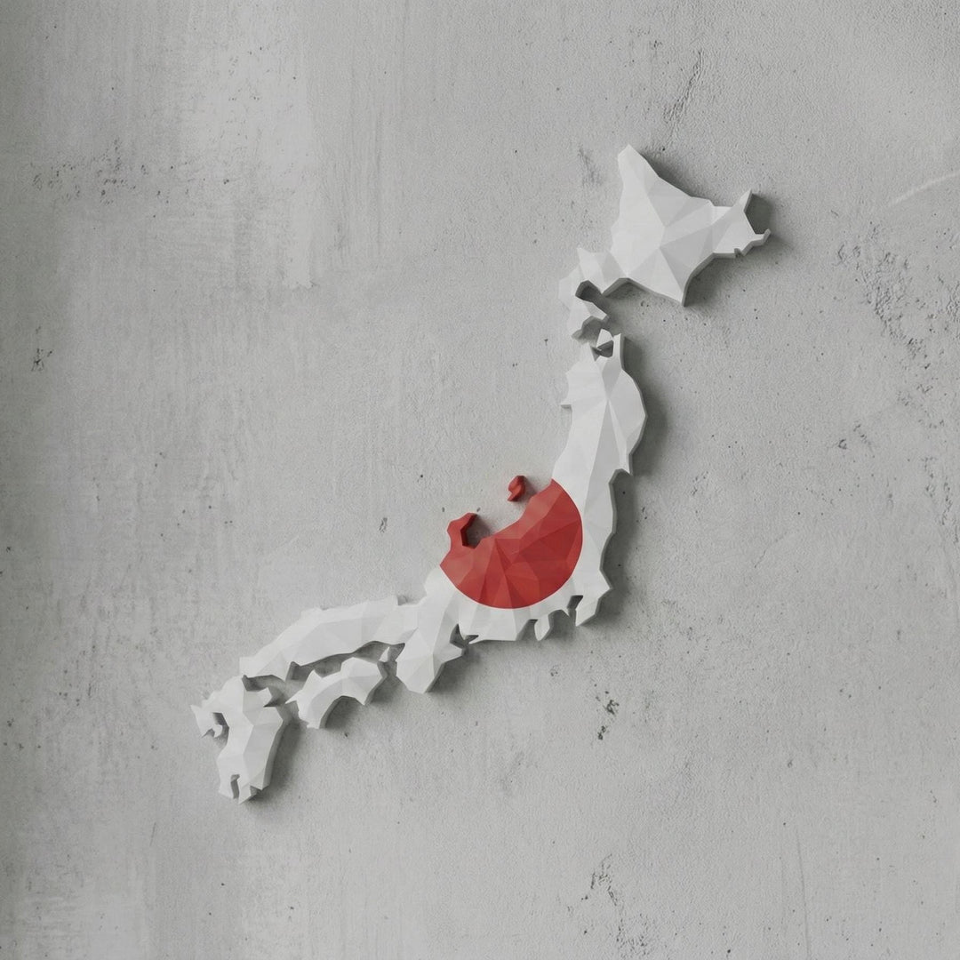3D Japan Map Wall Art  Geometric Japan Flag Decor  Modern Map of Japan  Minimalist Japan Travel Gift  Large Japan Wall Hanging