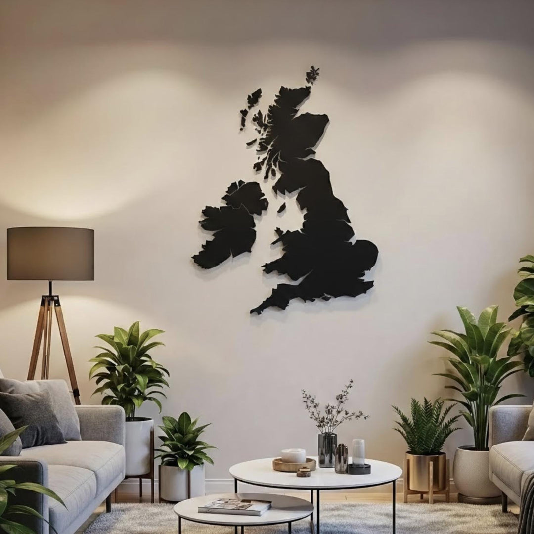3D United Kingdom Map Wall Art  Geometric UK Flag Decor  Modern Map of Great Britain  Minimalist UK Travel Gift  Large UK Wall Hanging