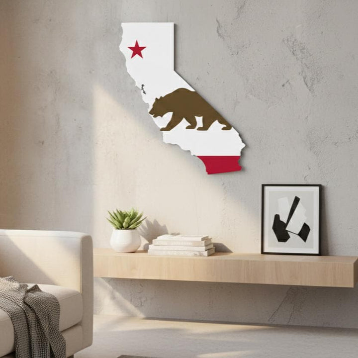 3D California Map Wall Art  Modern Map of CA State  Minimalist California Travel Gift  California State Map Sign