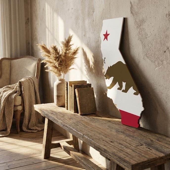 3D California Map Wall Art  Modern Map of CA State  Minimalist California Travel Gift  California State Map Sign