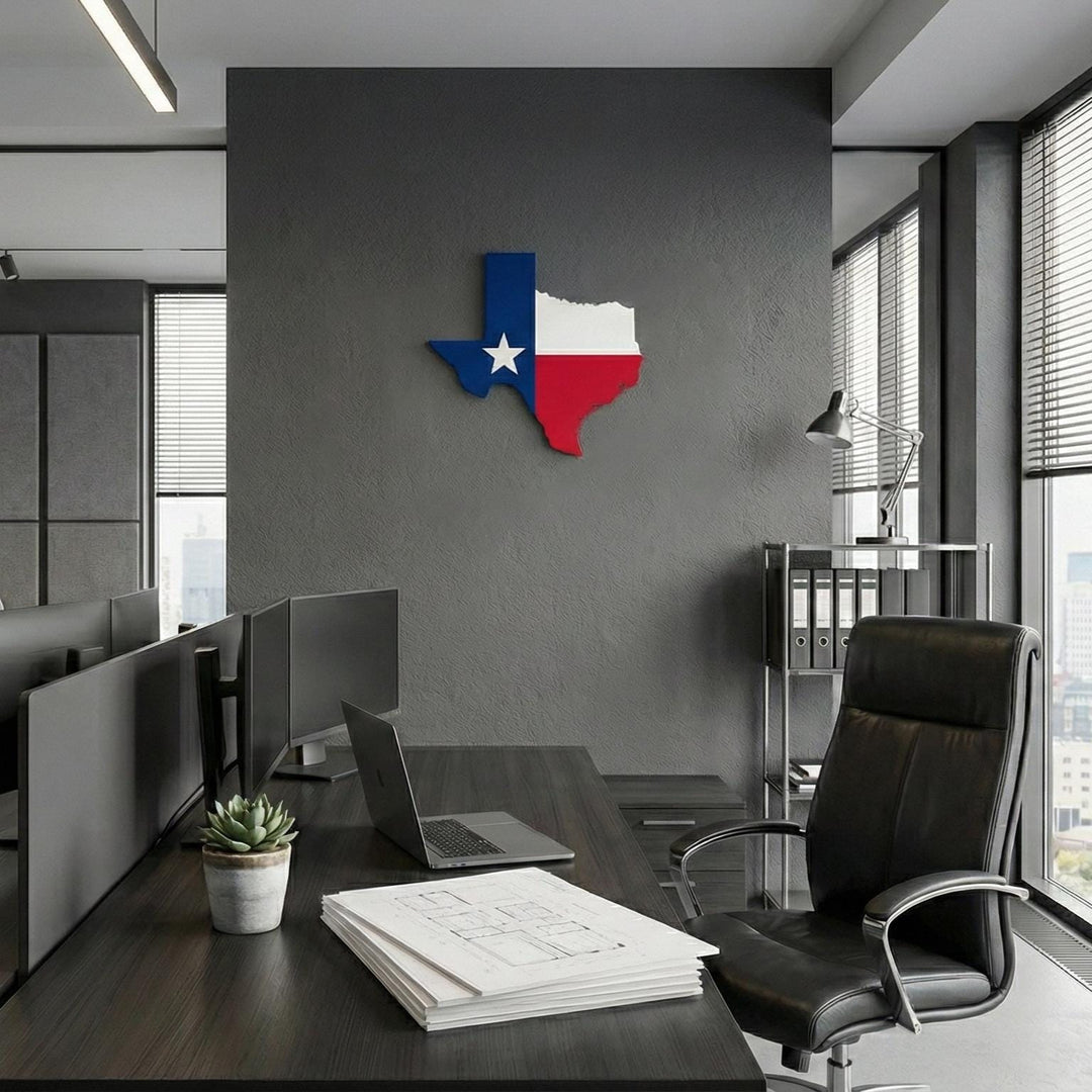 Flat 3D Printed Texas State Map  Texas Flag Wall Sign  Modern 2D Map of TX State  Minimalist Texas Travel Gift  Large Texas Wall Decor