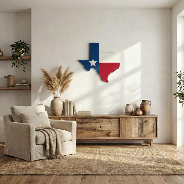 Flat 3D Printed Texas State Map  Texas Flag Wall Sign  Modern 2D Map of TX State  Minimalist Texas Travel Gift  Large Texas Wall Decor