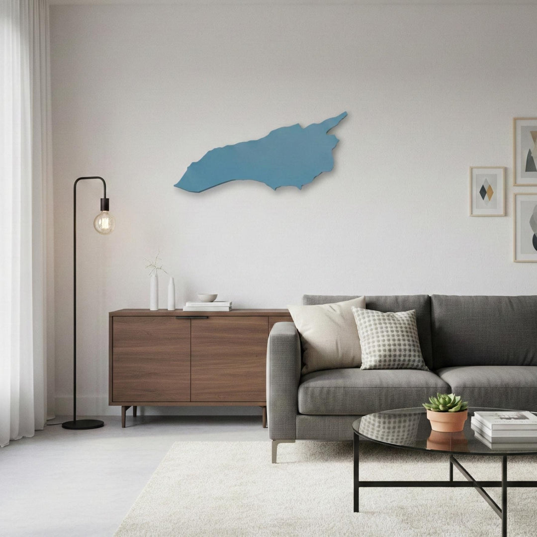 3D Printed Lake Ontario Map  Great Lakes Wall Sign  Modern 2D Silhouette of Lake Ontario  Minimalist Lake House Gift  Large Lake Decor