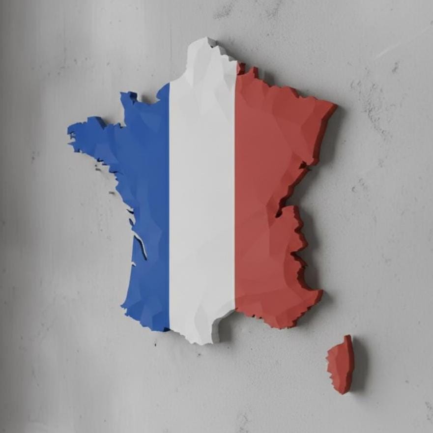 3D France Map Wall Art  Geometric France Flag Decor  Modern Map of France  Minimalist France Travel Gift  Large France Wall Hanging
