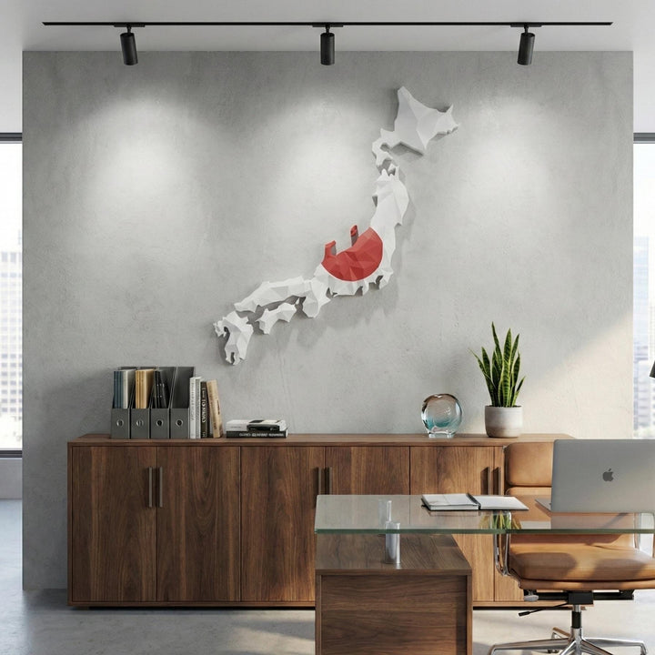 3D Japan Map Wall Art  Geometric Japan Flag Decor  Modern Map of Japan  Minimalist Japan Travel Gift  Large Japan Wall Hanging