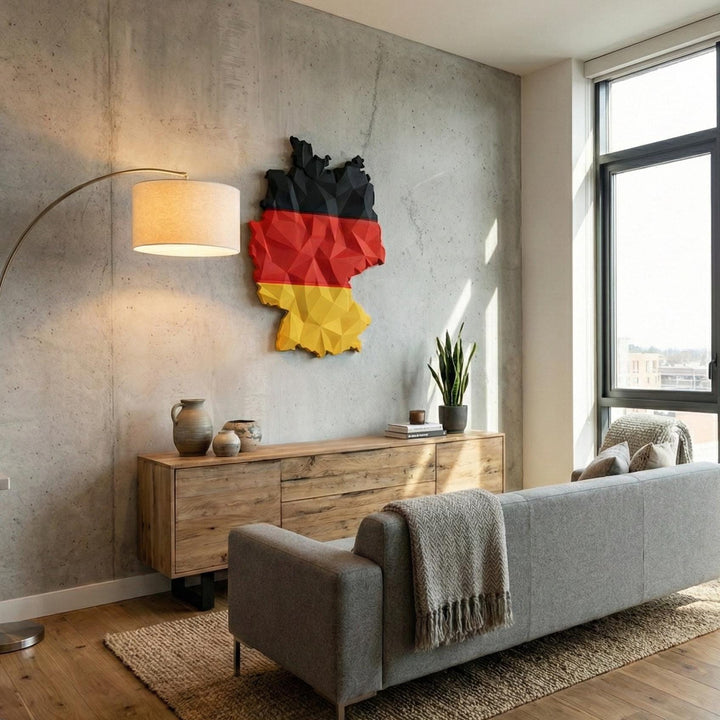 3D Germany Map Wall Art  Geometric Germany Flag Decor  Modern Map of Germany  Minimalist Germany Travel Gift  Large Germany Wall Hanging
