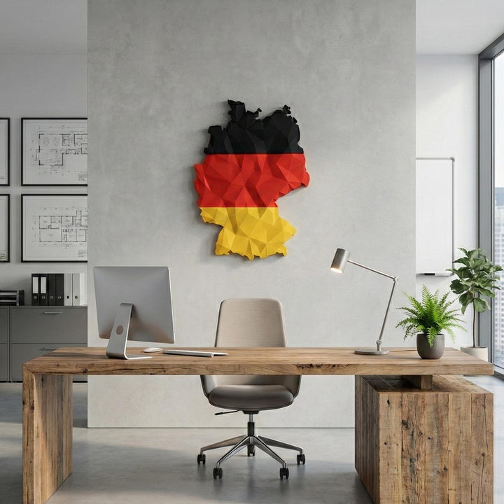 3D Germany Map Wall Art  Geometric Germany Flag Decor  Modern Map of Germany  Minimalist Germany Travel Gift  Large Germany Wall Hanging