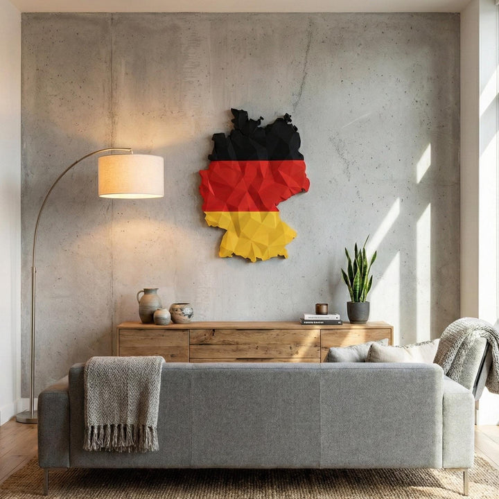 3D Germany Map Wall Art  Geometric Germany Flag Decor  Modern Map of Germany  Minimalist Germany Travel Gift  Large Germany Wall Hanging