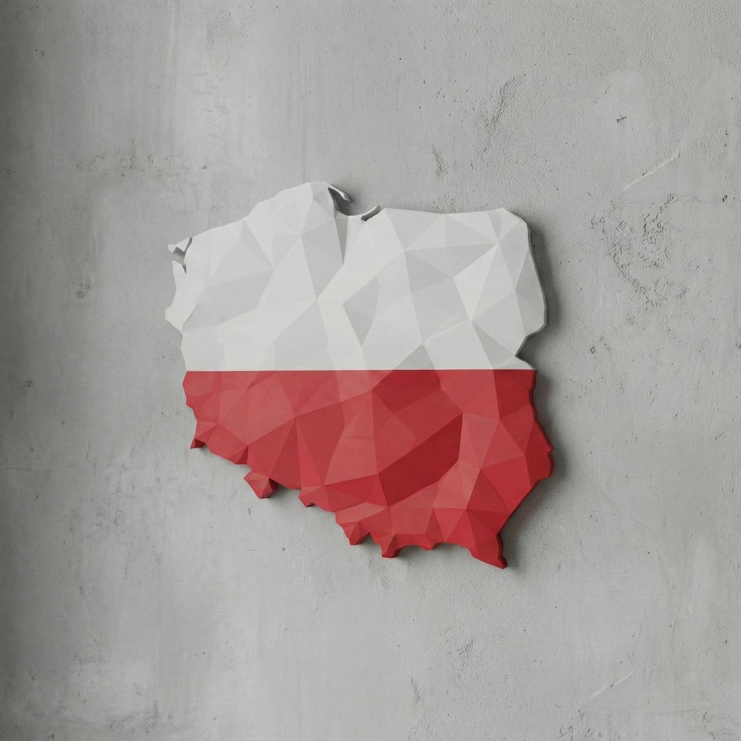 3D Poland Map Wall Art  Geometric Poland Flag Decor  Modern Map of Poland  Minimalist Poland Travel Gift  Large Poland Wall Hanging