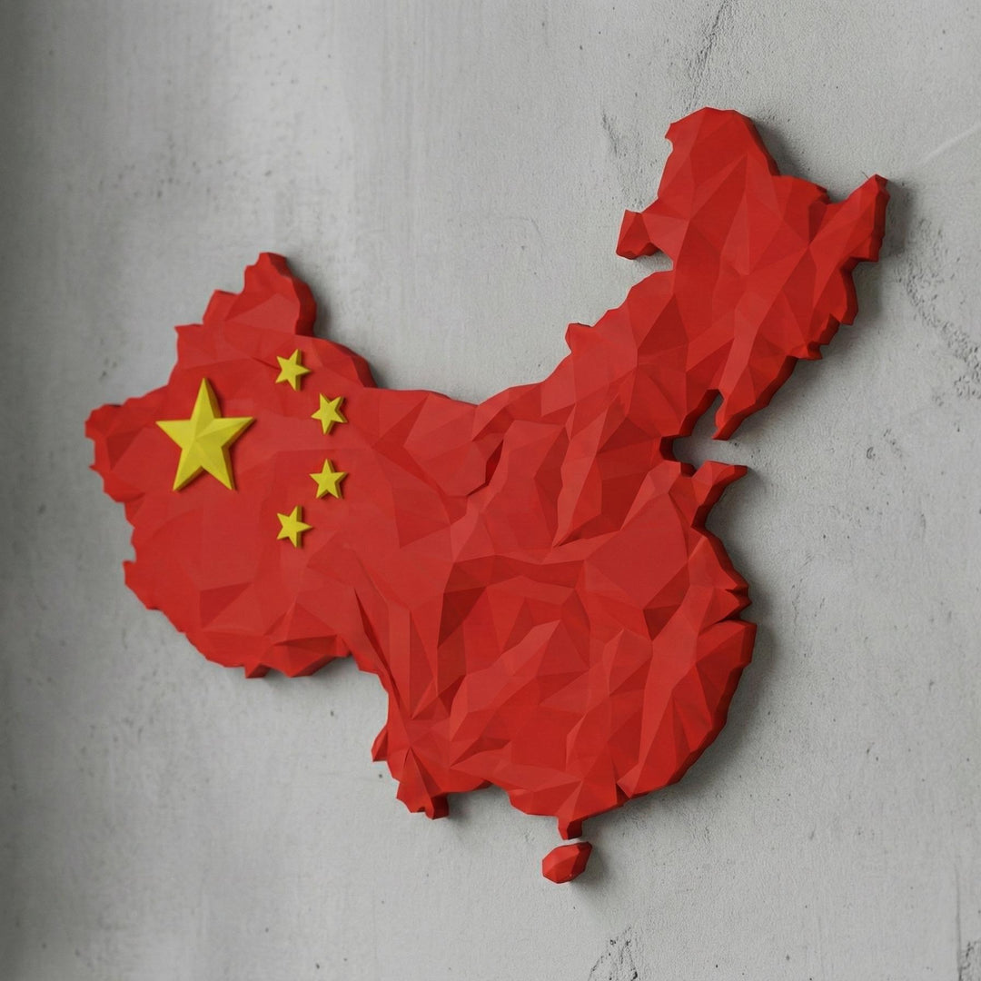 3D China Map Wall Art  Geometric China Flag Decor  Modern Map of China  Minimalist China Travel Gift  Large China Wall Hanging