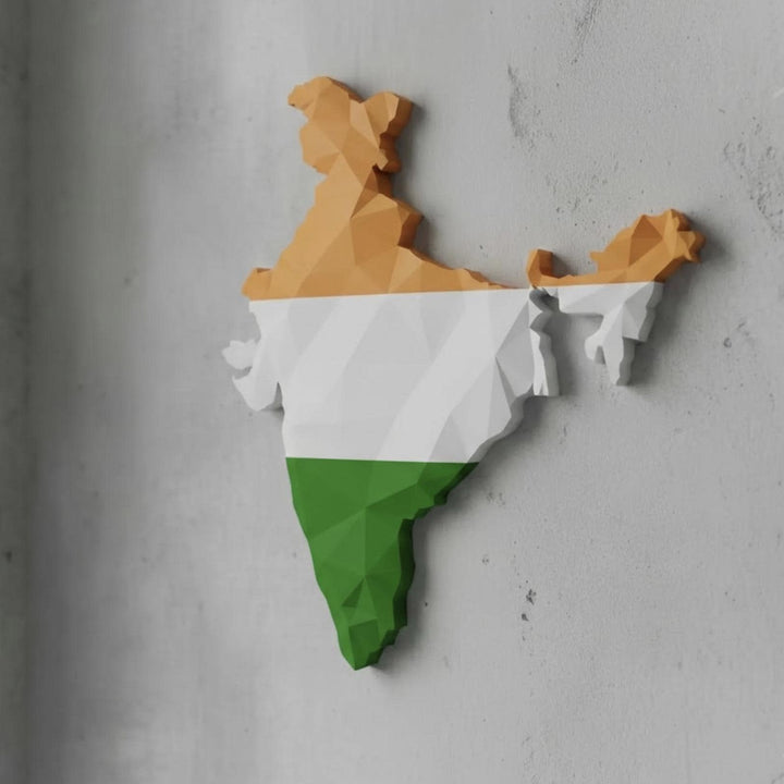 3D India Map Wall Art  Geometric India Flag Decor  Modern Map of India  Minimalist India Travel Gift  Large India Wall Hanging