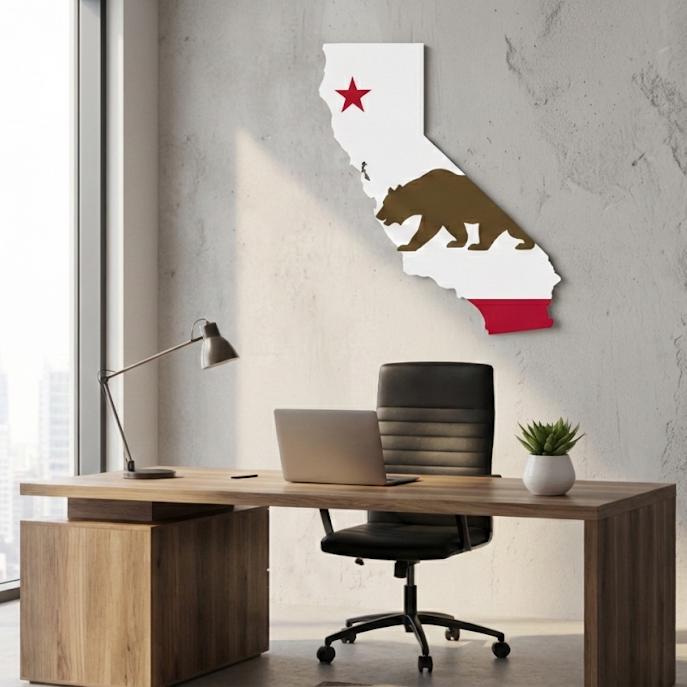 3D California Map Wall Art  Modern Map of CA State  Minimalist California Travel Gift  California State Map Sign