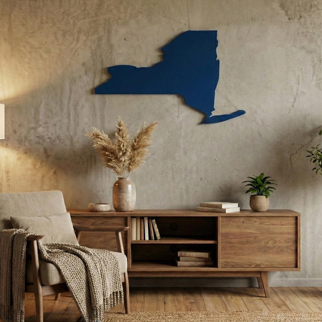 New York Map Wall Art  Modern Map of NY State  Minimalist New York Travel Gift  New York State Map Sign