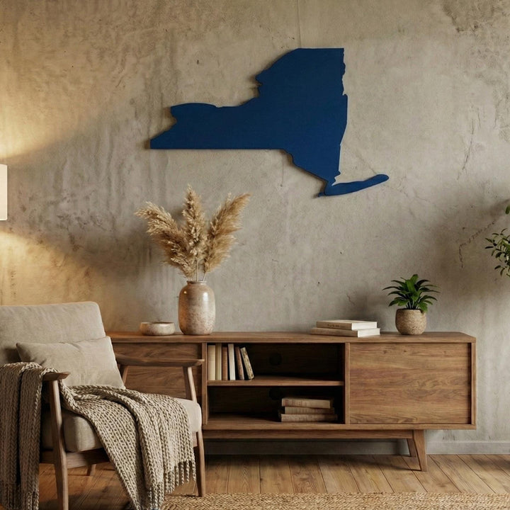 New York Map Wall Art  Modern Map of NY State  Minimalist New York Travel Gift  New York State Map Sign