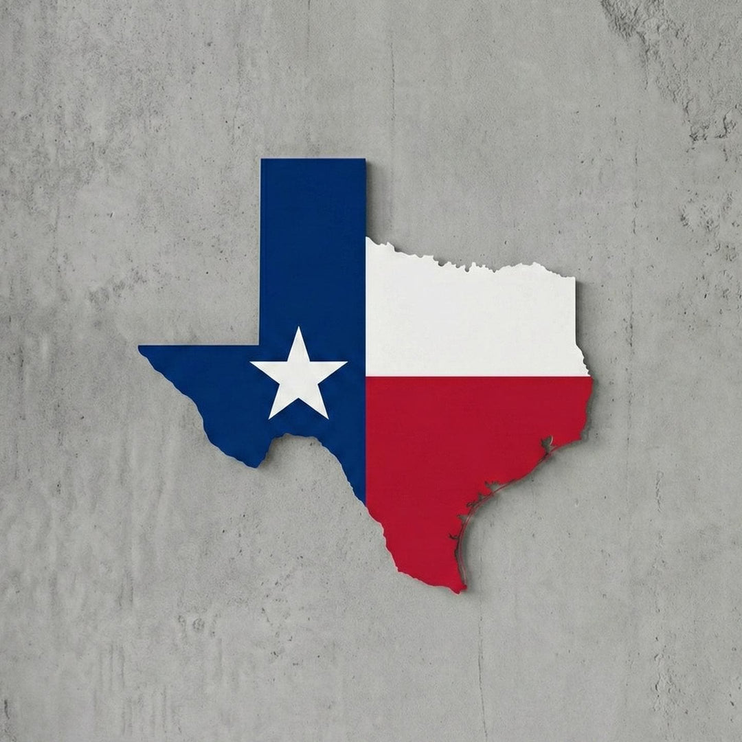 Flat 3D Printed Texas State Map  Texas Flag Wall Sign  Modern 2D Map of TX State  Minimalist Texas Travel Gift  Large Texas Wall Decor