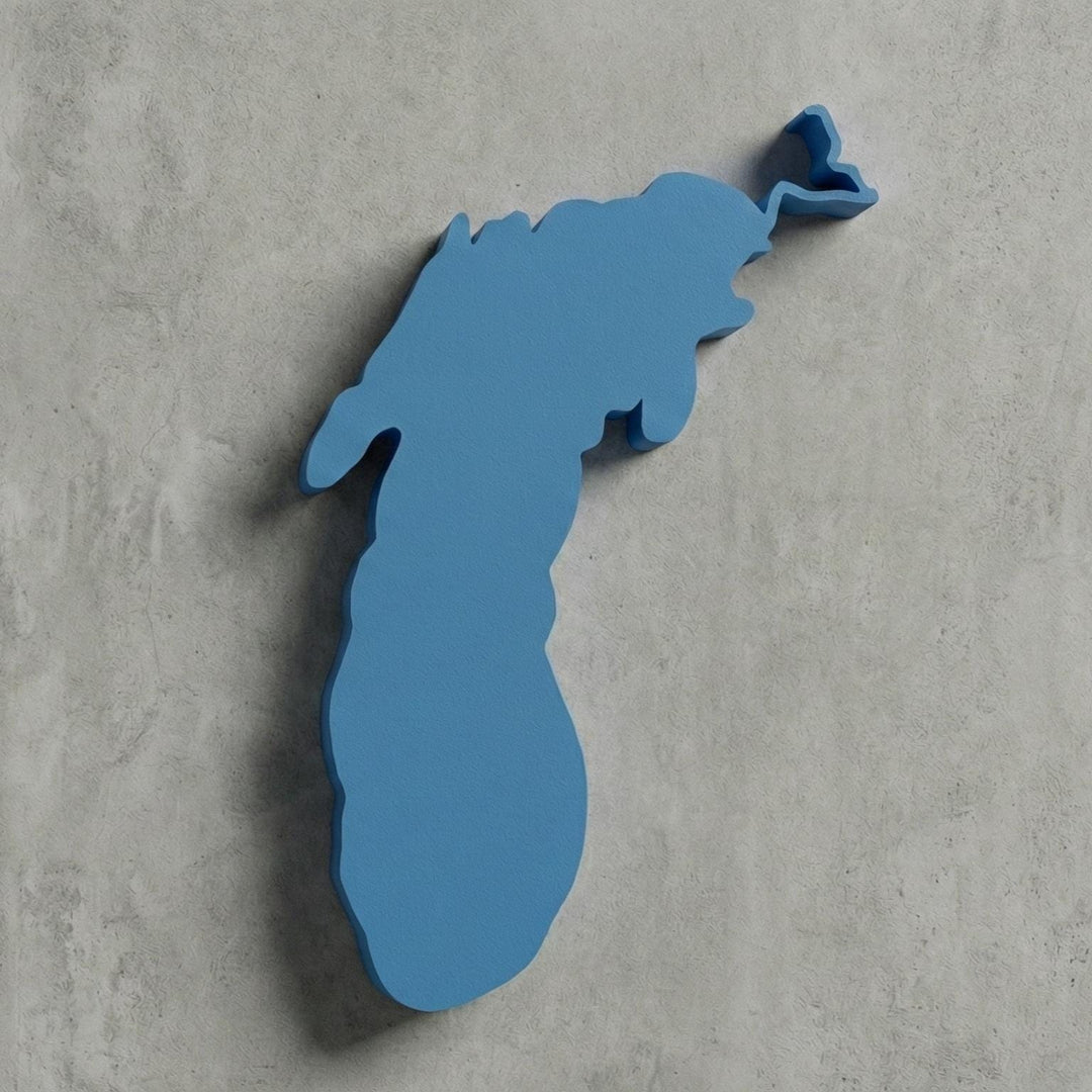 3D Printed Lake Michigan Map  Great Lakes Wall Sign  Modern 2D Silhouette of Lake Michigan  Minimalist Lake House Gift  Large Lake Decor