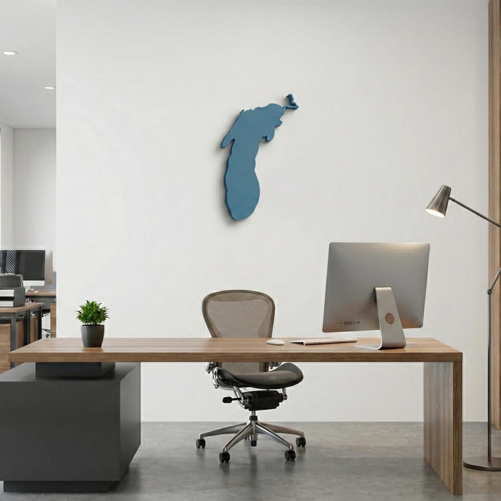 3D Printed Lake Michigan Map  Great Lakes Wall Sign  Modern 2D Silhouette of Lake Michigan  Minimalist Lake House Gift  Large Lake Decor