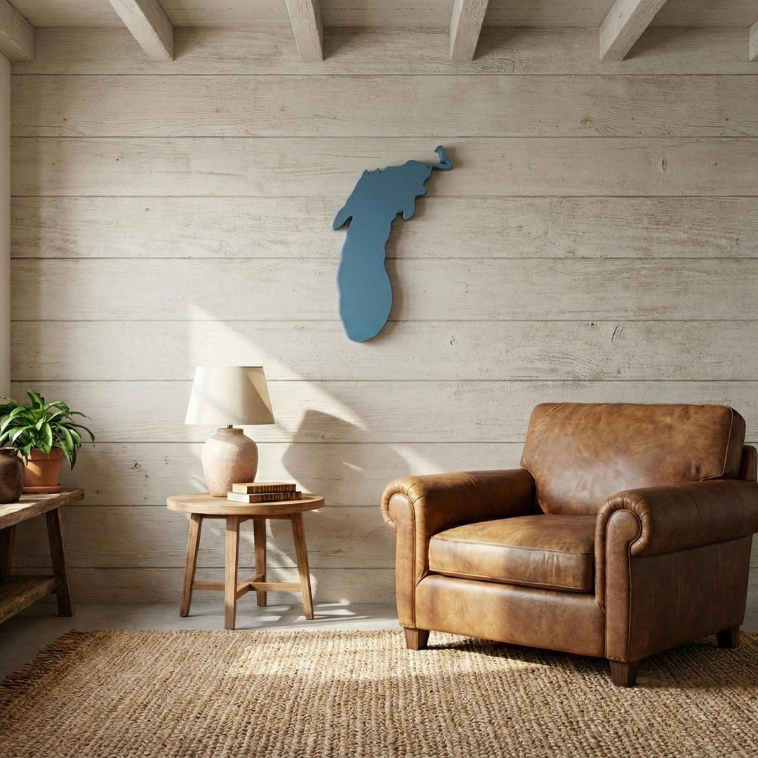 3D Printed Lake Michigan Map  Great Lakes Wall Sign  Modern 2D Silhouette of Lake Michigan  Minimalist Lake House Gift  Large Lake Decor