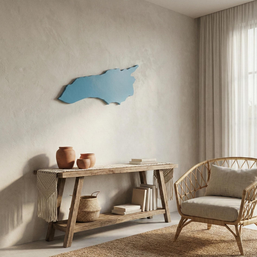 3D Printed Lake Ontario Map  Great Lakes Wall Sign  Modern 2D Silhouette of Lake Ontario  Minimalist Lake House Gift  Large Lake Decor