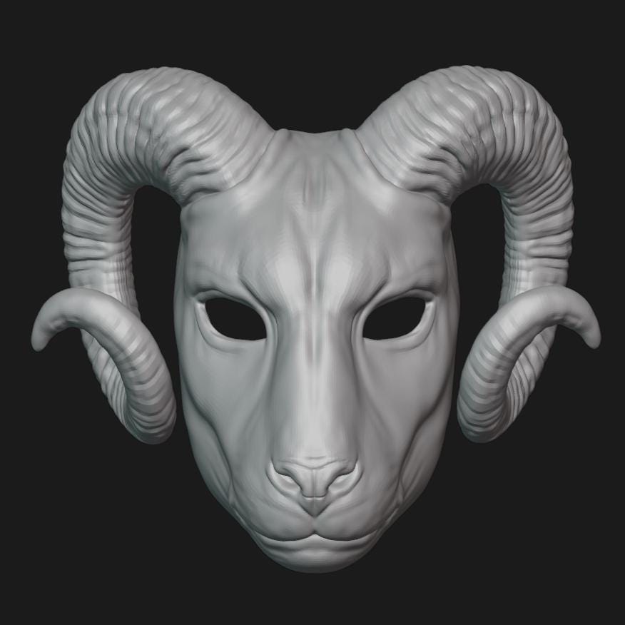 Ram Goat Mask Stl File | Ram Goat Mask Digital File